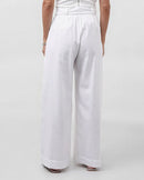 Calça Feminina Pantalona de Viscolinho com Faixa Branca